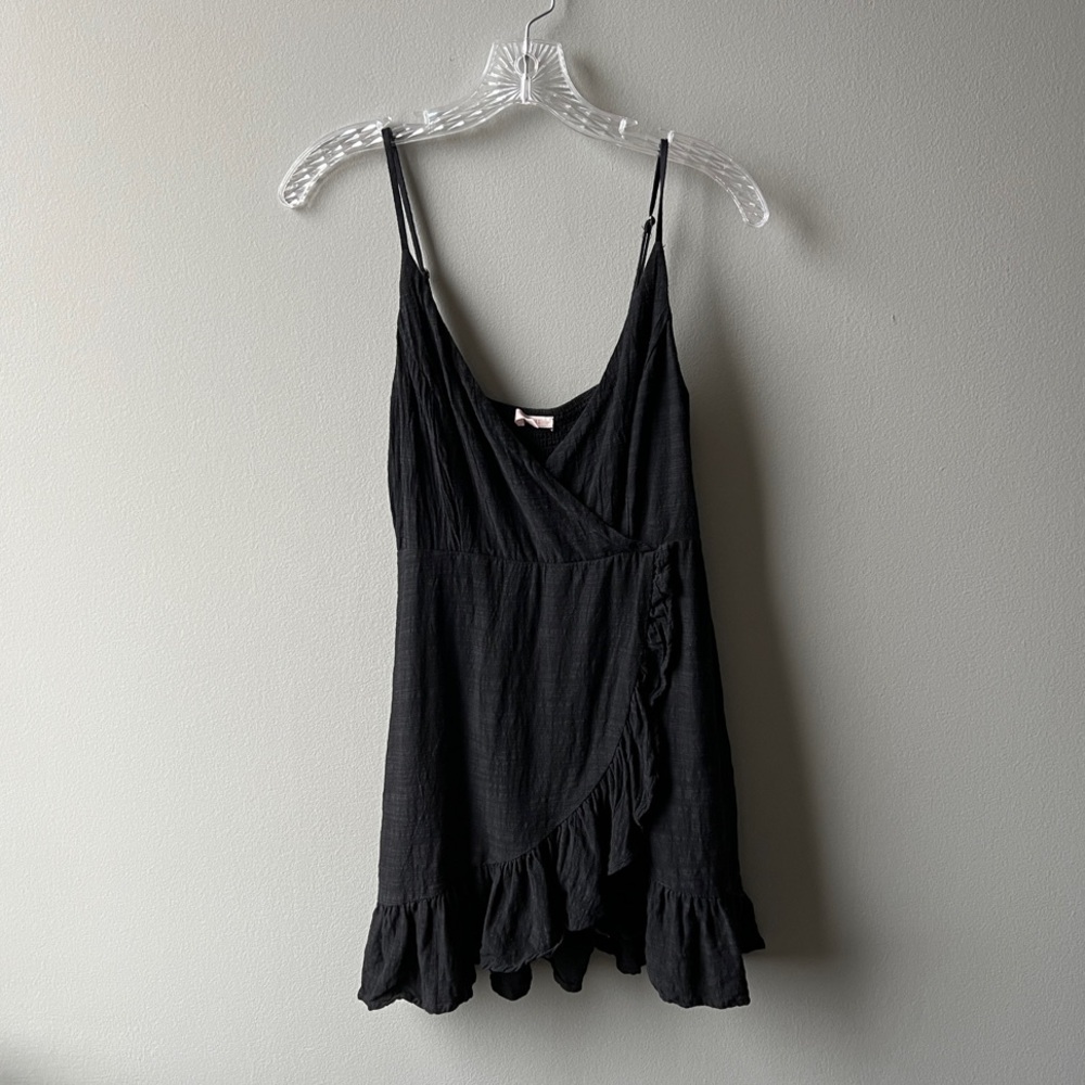 Pacsun Lottie Moss Black Ruffled Wrap Mini Dress